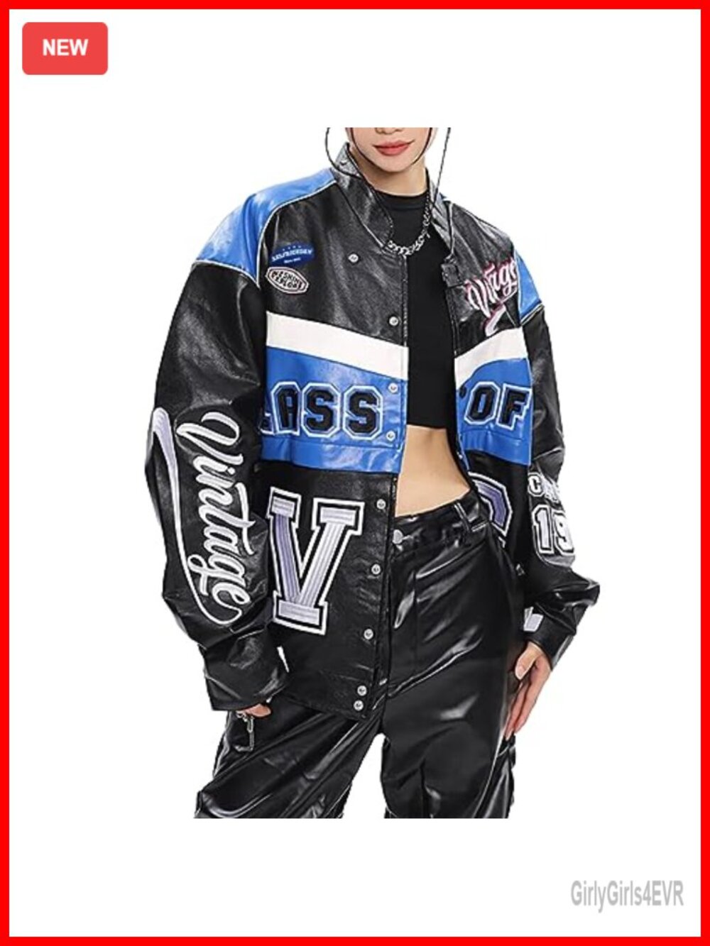 Faux Leather Detachable Racing Jacket Oversized Y2k Trendy Outfits
